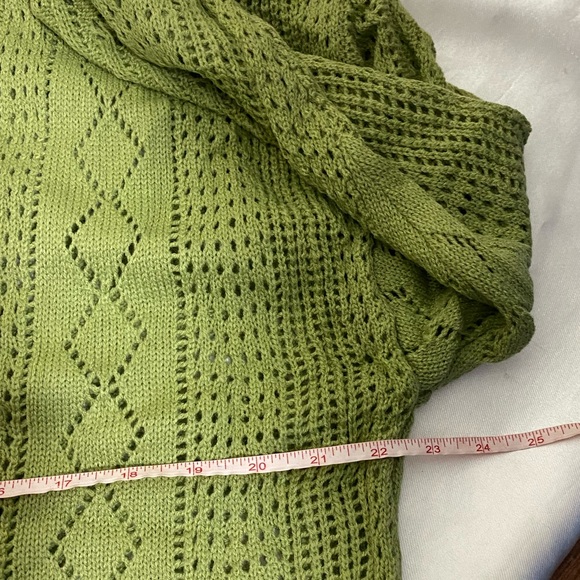 NEW Button down sweater ruffle sleeves M/L green - Picture 6 of 10